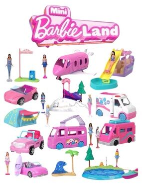 Mini Barbie Land (10) Vehicle Collection Lot NIB Car Camper Boat 2 Cutie Reveal
